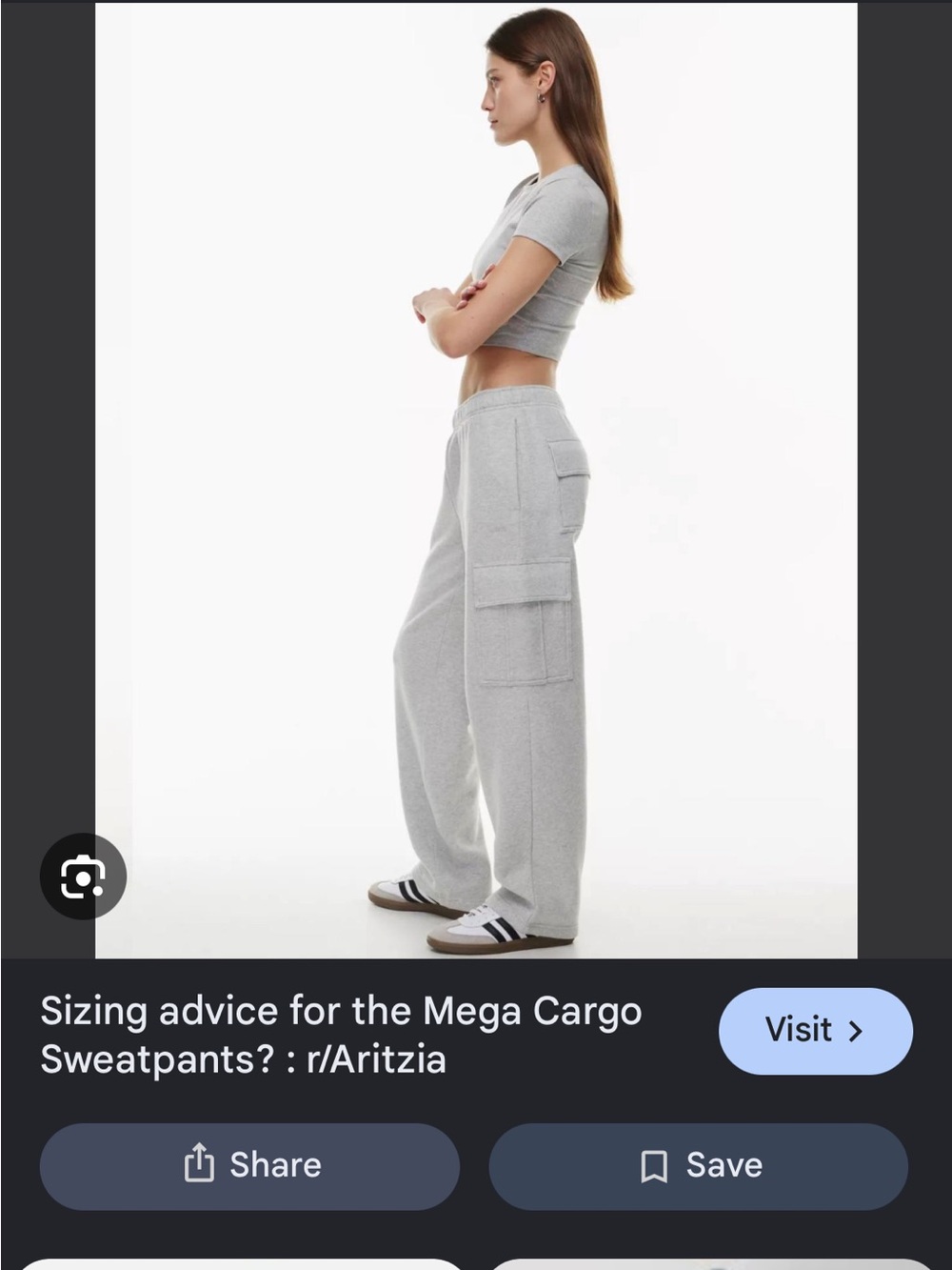 Aritzia Light Grey Mega Cargo Joggers